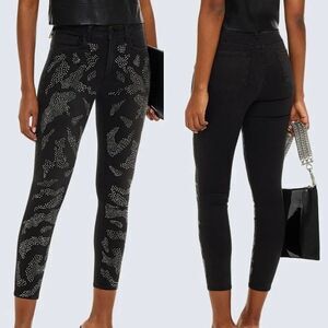 L'AGENCE Margot Crystal Studded High Rise Black Skinny Jeans Size 25